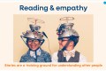 Kids and reading: kids wearing a comical, gizmo headset made out of a colander with antennas.